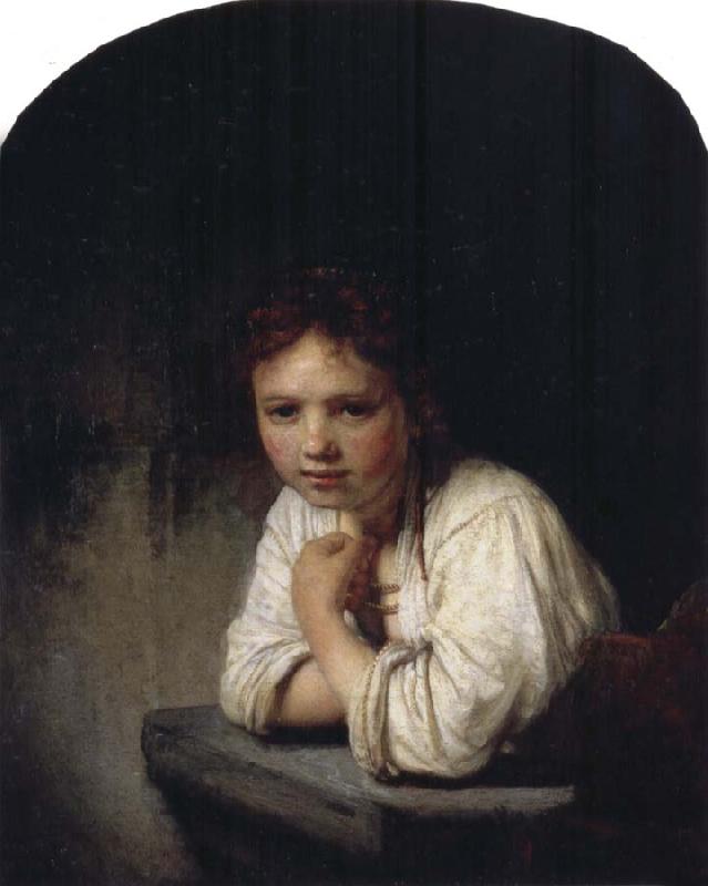 REMBRANDT Harmenszoon van Rijn Girl Leaning on a Window Sill